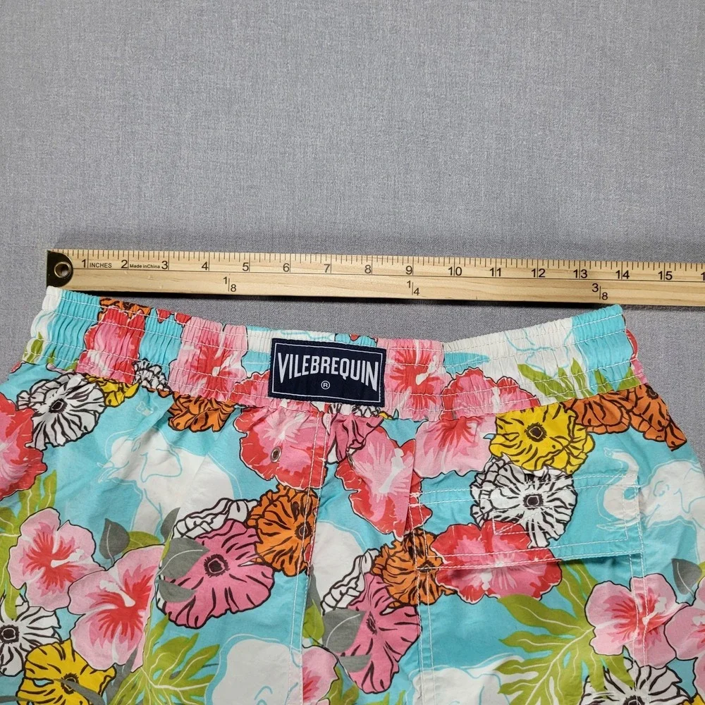 Vilebrequin Men's Swim Trunks L Large slSwimsuit Floral Hibiscus Elephant